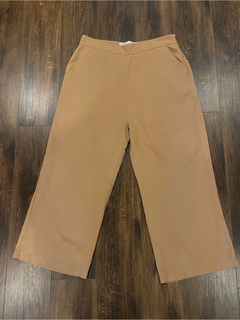 Pink Martini gaucho style pants large wide leg cropped tan